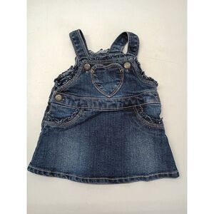 Arizona Denim Romper Dress 3M Infant Girl Stretch Adjustable Straps Dark Wash